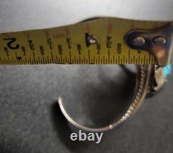 Vintage M Stamped Navajo Turquoise & Silver Leaf Cuff Bracelet