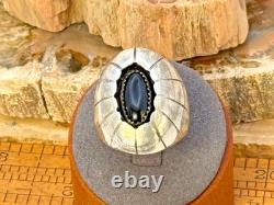 Vintage Maggie Perry Navajo Sterling Black Onyx Shadowbox Ring sz 10.75-2800.25