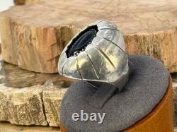 Vintage Maggie Perry Navajo Sterling Black Onyx Shadowbox Ring sz 10.75-2800.25