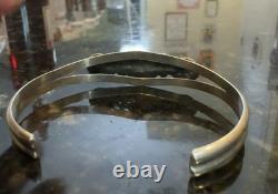 Vintage Manygoats Navajo Sterling Silver Turquoise/Coral CUFF Bracelet size 6.5