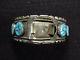 Vintage Men's Navajo Silver+Turquoise Watch Cuff Bracelet 89.5g