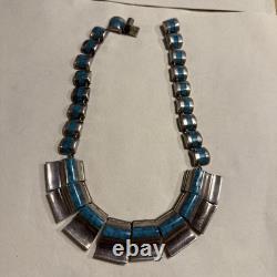 Vintage Mexican South Western Necklace Sterling Silver Turquoise