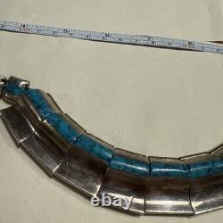 Vintage Mexican South Western Necklace Sterling Silver Turquoise
