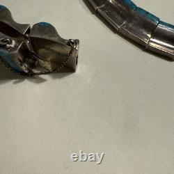 Vintage Mexican South Western Necklace Sterling Silver Turquoise
