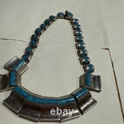 Vintage Mexican South Western Necklace Sterling Silver Turquoise