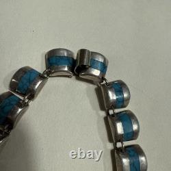 Vintage Mexican South Western Necklace Sterling Silver Turquoise