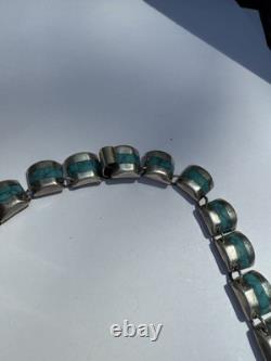 Vintage Mexican South Western Necklace Sterling Silver Turquoise