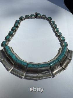 Vintage Mexican South Western Necklace Sterling Silver Turquoise