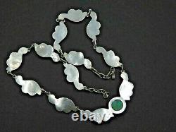 Vintage Mexico Necklace Turquoise Pendant Modernist Solid 925 Sterling Silver 18