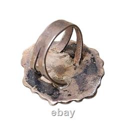 Vintage Myers Native American Sterling Silver & Turquoise Nugget Ring Stamp- 7