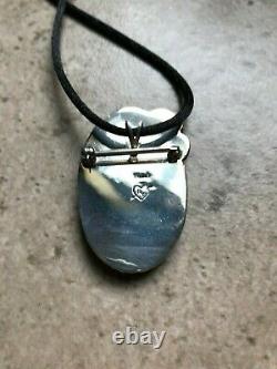Vintage NATIVE AMERICAN Hand-Painted Antler, Turquoise & Silver Necklace Jewelry
