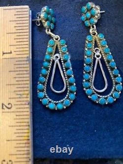 Vintage NATIVE AMERICAN Pair of TURQUOISE EARRINGS Jewelry USA