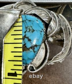 Vintage NATIVE AMERICAN Sterling Silver SPIDERWEB TURQUOISE 6 Cuff BRACELET