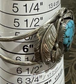 Vintage NATIVE AMERICAN Sterling Silver SPIDERWEB TURQUOISE 6 Cuff BRACELET
