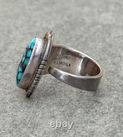 Vintage NATIVE American HOPI RAMONA LOLOMA Turquoise Sterling Bracelet Ring Set