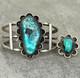 Vintage NATIVE American Navajo BIG Turquoise Sterling Bracelet & Ring Set
