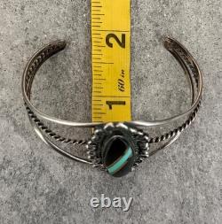 Vintage NATIVE American Zuni Turquoise ONYX Inlay Sterling Bracelet & Ring Set