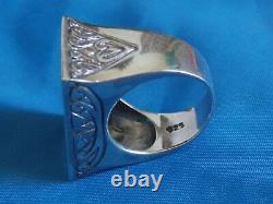 Vintage NATIVE ETHNIC TRIBAL Navajo Ring Large Turquoise 925 Sterling JEWELRY
