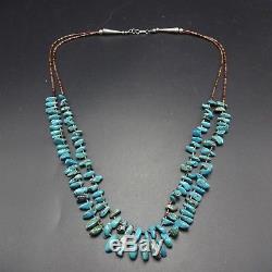 Vintage NAVAJO 2-Strand Sterling Silver TURQUOISE& Brown Shell HEISHI NECKLACE