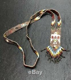 Vintage NAVAJO Glass SEED BEAD NECKLACE WHIRLING LOG NATIVE OLD PAWN HARVEY ERA