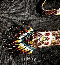 Vintage NAVAJO Glass SEED BEAD NECKLACE WHIRLING LOG NATIVE OLD PAWN HARVEY ERA