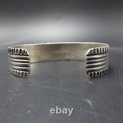 Vintage NAVAJO Hand Stamped Sterling Silver ITALIAN BRANCH CORAL Cuff BRACELET