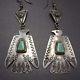 Vintage NAVAJO Hand Stamped Sterling Silver & TURQUOISE EARRINGS Thunderbirds