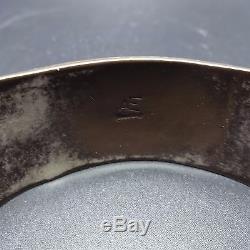 Vintage NAVAJO Heavy Gauge Sterling Silver & TURQUOISE Concho Belt Cuff BRACELET