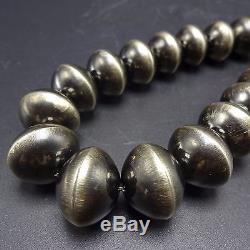 Vintage NAVAJO PEARLS Sterling Silver 17 NECKLACE Huge 20mm Saucer Beads