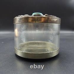 Vintage NAVAJO Sterling Silver CORAL & TURQUOISE Jewelry TRINKET BOX Acrylic