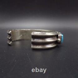 Vintage NAVAJO Sterling Silver & Kingman TURQUOISE Row Cuff BRACELET, 80g