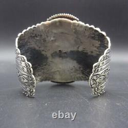 Vintage NAVAJO Sterling Silver OLD RED MEDITERRANEAN CORAL Cluster Cuff BRACELET