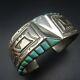Vintage NAVAJO Sterling Silver Overlay TURQUOISE COBBLESTONE INLAY Cuff BRACELET