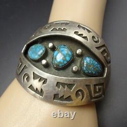 Vintage NAVAJO Sterling Silver Overlay and CANDELARIA TURQUOISE Cuff BRACELET