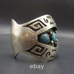 Vintage NAVAJO Sterling Silver Overlay and CANDELARIA TURQUOISE Cuff BRACELET