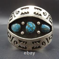 Vintage NAVAJO Sterling Silver Overlay and CANDELARIA TURQUOISE Cuff BRACELET