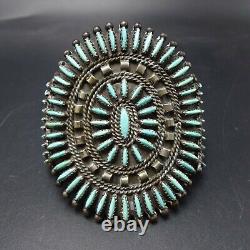 Vintage NAVAJO Sterling Silver TURQUOISE Fine Needlepoint Cuff BRACELET