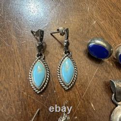 Vintage Native America Navajo Sterling Turquoise Jewelry Lot Earrings Pendant