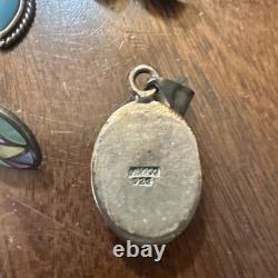 Vintage Native America Navajo Sterling Turquoise Jewelry Lot Earrings Pendant