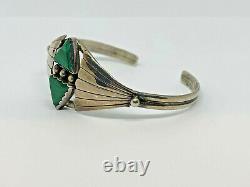 Vintage Native AmericanSterling and Malachite Navajo Cuff Bracelet / #499