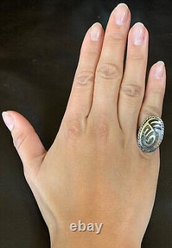 Vintage Native American 925 Ring Cast Silver Bear Paw Claw Inlay Size 5