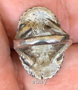 Vintage Native American 925 Ring Cast Silver Bear Paw Claw Inlay Size 5