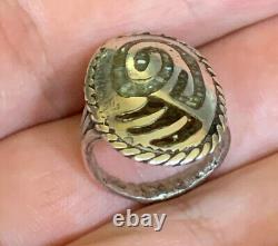 Vintage Native American 925 Ring Cast Silver Bear Paw Claw Inlay Size 5