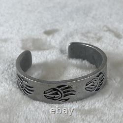Vintage Native American Bear Paw Overlay Hopi Bracelet Cuff