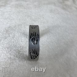 Vintage Native American Bear Paw Overlay Hopi Bracelet Cuff