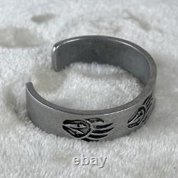 Vintage Native American Bear Paw Overlay Hopi Bracelet Cuff
