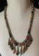 Vintage Native American Bench Bead & Agate Necklace Bib Dangles Unique-(29A)