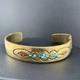 Vintage Native American Brass Cuff Bracelet Crushed Stone Signed F Dan 7 READ