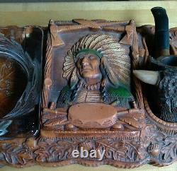 Vintage Native American Buffalo Tobacco Pipe Cigar Ashtray USA Rare Jewelry