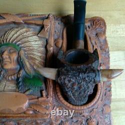 Vintage Native American Buffalo Tobacco Pipe Cigar Ashtray USA Rare Jewelry